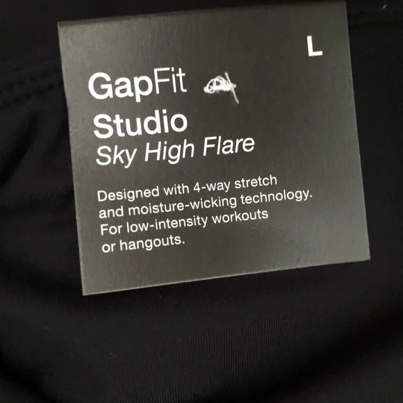 GAP Fit Studio Sky High Flare Pants Leggings Womens Sz L 4-Way Stretch Black NEW - Picture 5 of 12